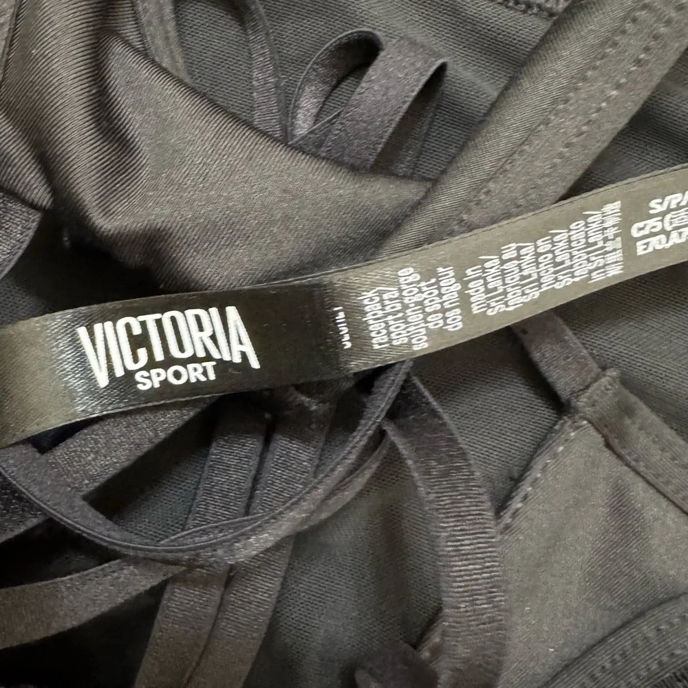 Victoria's Secret Black and Black Mesh Detail Sports Bra